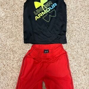 Under Armour Black tank and Red shorts Kids Outfit size 5